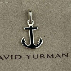 David Yurman Maritime Anchor Amulet Sterling Silver and Black Onyx Men's Pendant